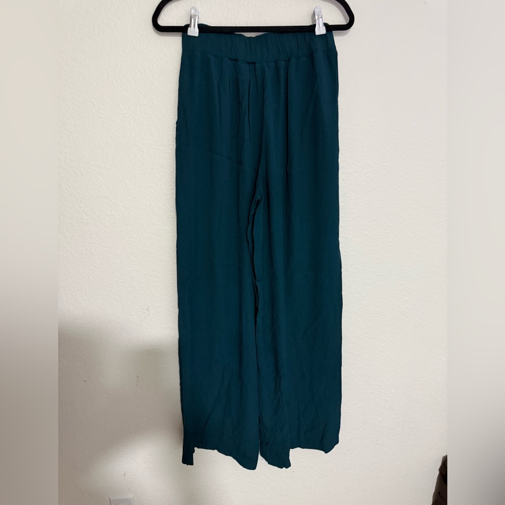 Free People Teal Wide Leg Pants - Picture 3 of 8